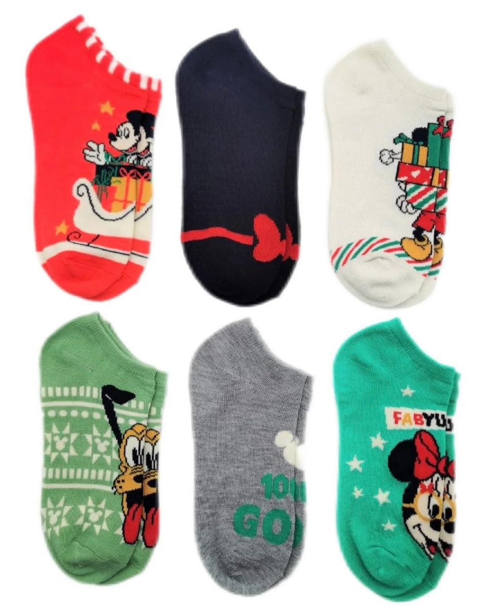 DISNEY Ladies CHRISTMAS 6 Pair of No Show Socks ‘FABYULEOUS’ - Novelty Socks And Slippers