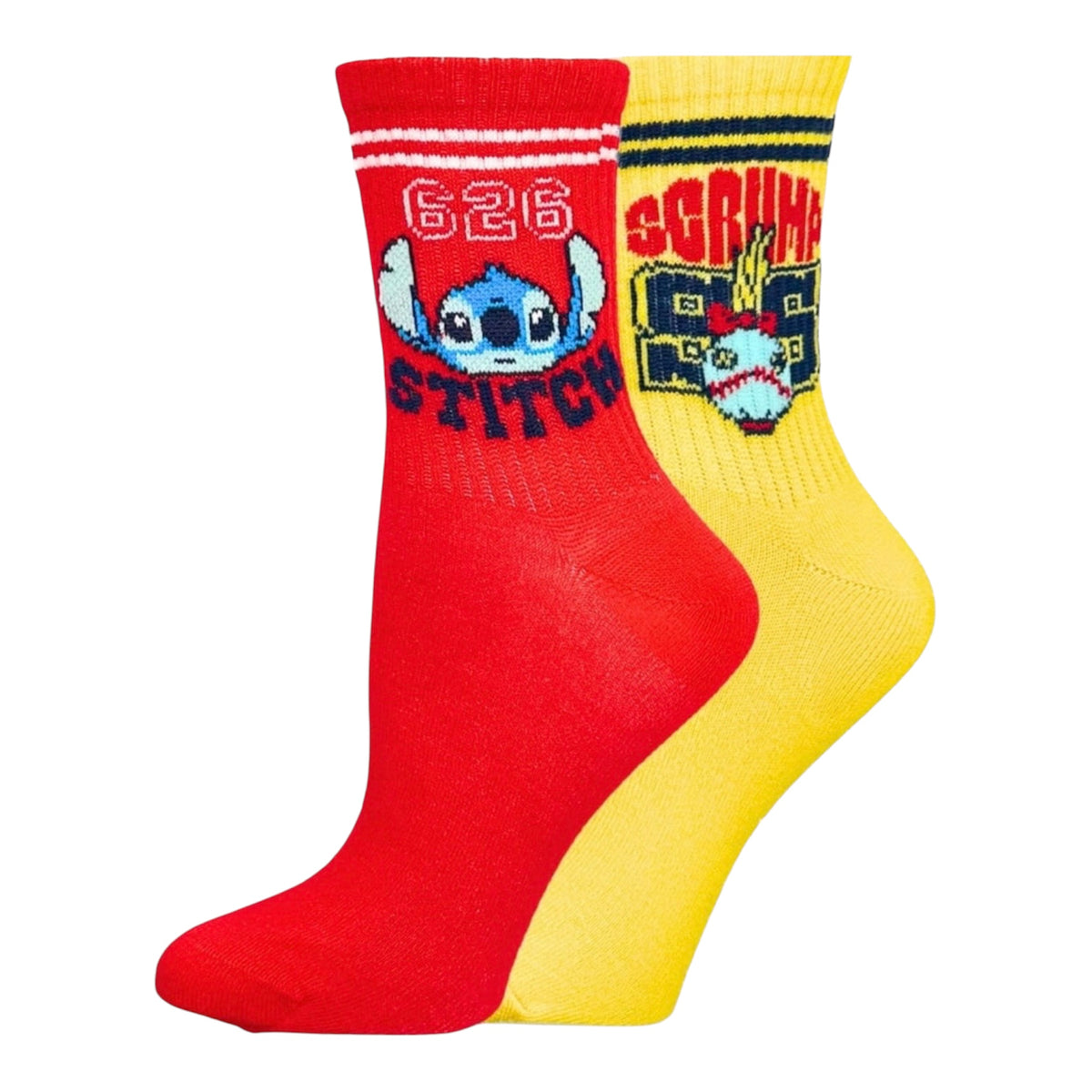 DISNEY STITCH Ladies 2 Pair Of Crew Socks With SCRUMP