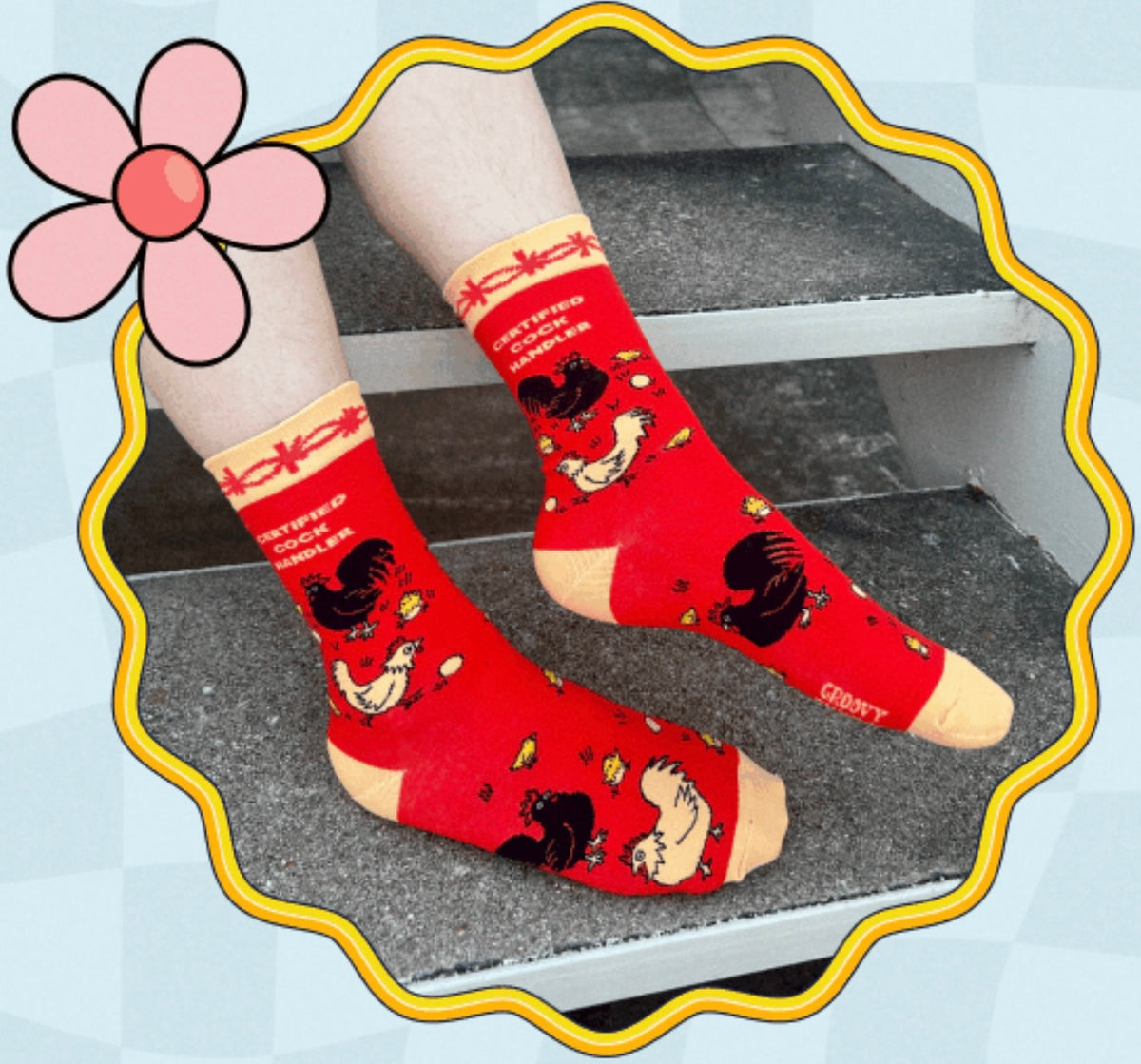 CERTIFIED COCK HANDLER Ladies Chicken Socks GROOVY THINGS Brand - Novelty Socks And Slippers