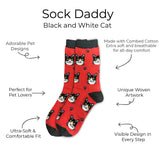 BLACK & WHITE CAT (TUXEDO) Adult Unisex Socks By E&S Pets Choose Style
