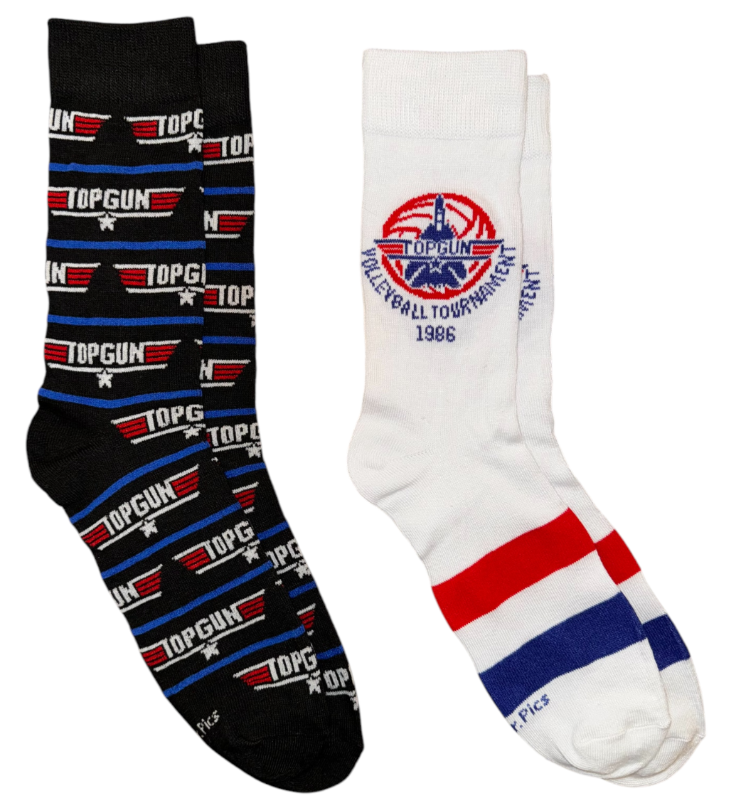 TOP GUN Unisex 2 Pair Of Socks 1986 Volleyball Tournament ODD SOX Brand - Novelty Socks And Slippers