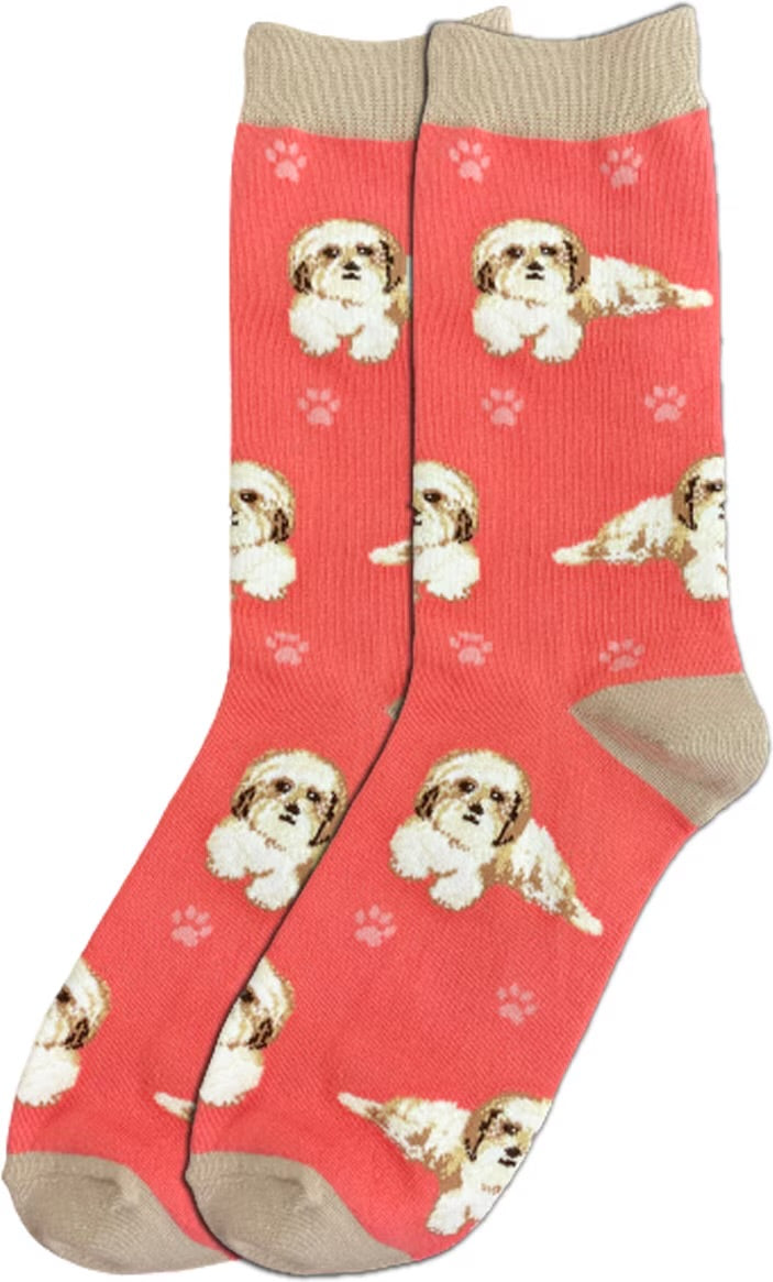 BEIGE SHIH TZU Dog Adult Unisex Socks By E&S Pets Choose Style