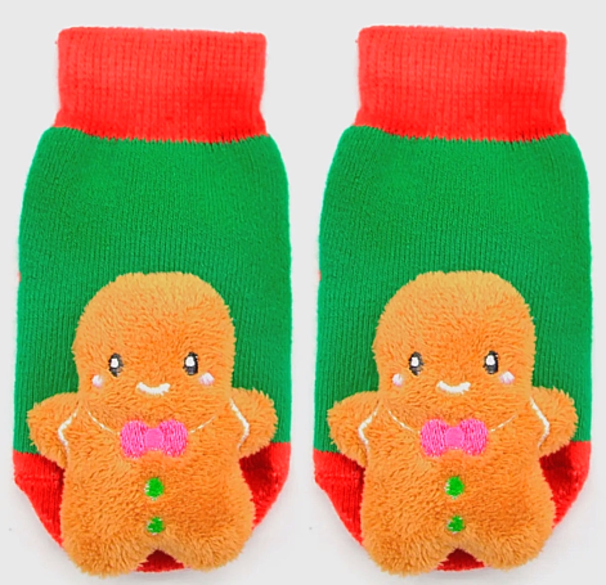 BOOGIE TOES Unisex Baby GINGERBREAD CHRISTMAS RATTLE GRIPPER BOTTOM SOCKS By PIERO LIVENTI - Novelty Socks for Less