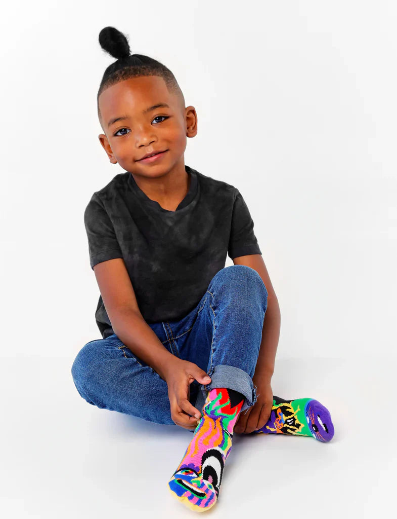 SILLY & SERIOUS Unisex Toddler & Kids Mismatched Gripper Bottom Socks PALS SOCKS Brand - Novelty Socks And Slippers