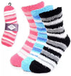 NOLLIA Brand Ladies 3 Pair Of Striped Warm & Fuzzy Socks - Novelty Socks And Slippers