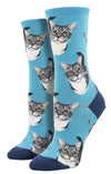 SOCKSMITH Brand Ladies CAT Socks ‘BOOP’ (Choose Color) - Novelty Socks And Slippers