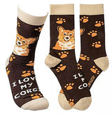 PRIMITIVES BY KATHY Unisex ‘I LOVE MY CORGI’ Dog Socks - Novelty Socks for Less