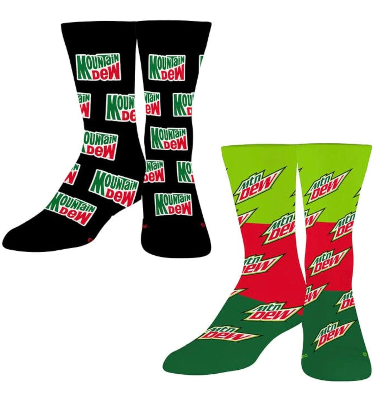 MOUNTAIN DEW SODA Unisex 2 Pair Of Socks ODD SOX Brand Size Large - Novelty Socks And Slippers