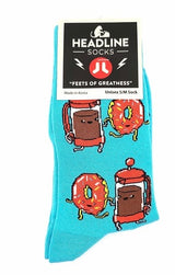 COFFEE & DONUTS ADULT UNISEX SOCKS HEADLINE BRAND SOCKS SIZE S/M