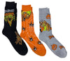 SCOOBY-DOO MEN’S 3 PAIR OF HALLOWEEN SOCKS With SHAGGY ‘PIZZA GHOST’ - Novelty Socks And Slippers