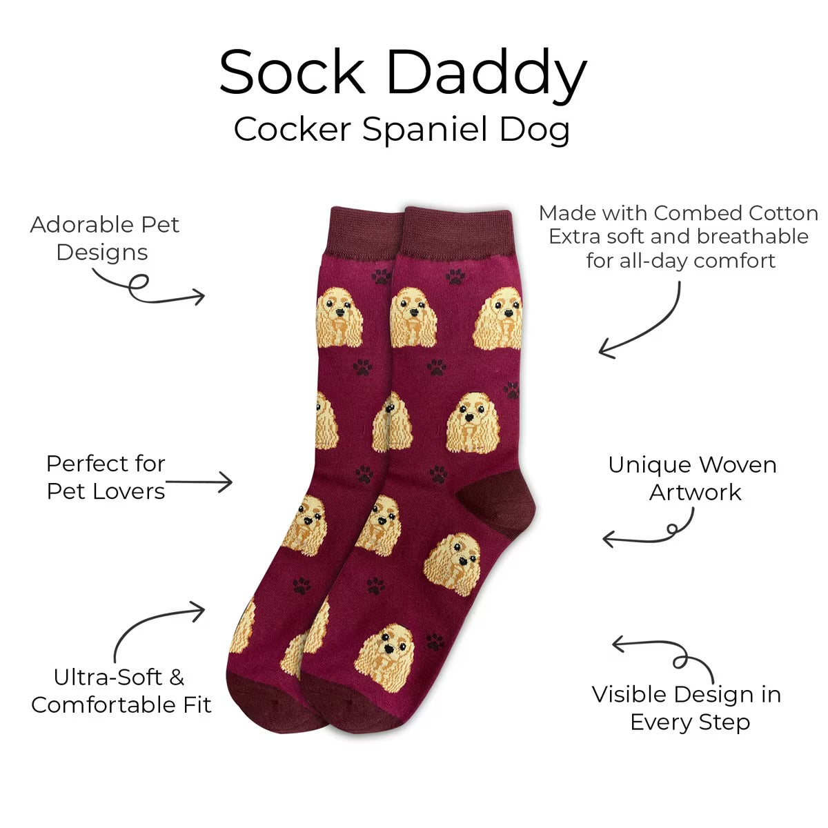 COCKER SPANIEL Dog Adult Unisex Socks By E&S Pets Choose Style
