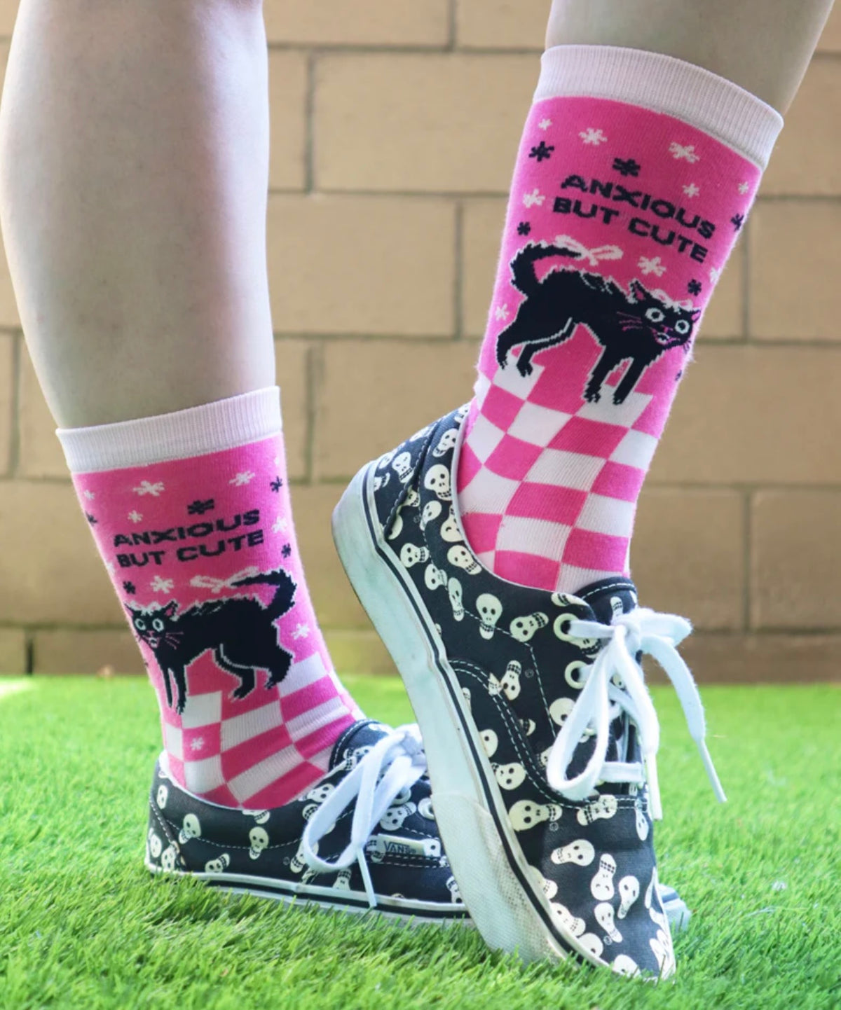 GROOVY THINGS Brand Ladies BLACK CAT Socks ANXIOUS BUT CUTE - Novelty Socks And Slippers