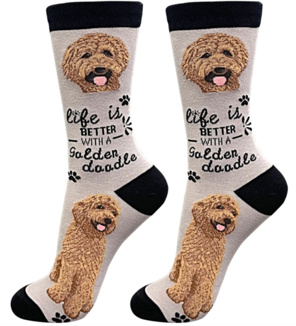 GOLDENDOODLE Dog Unisex Socks By E&S Pets CHOOSE SOCK DADDY, HAPPY TAILS, LIFE IS BETTER - Novelty Socks for Less