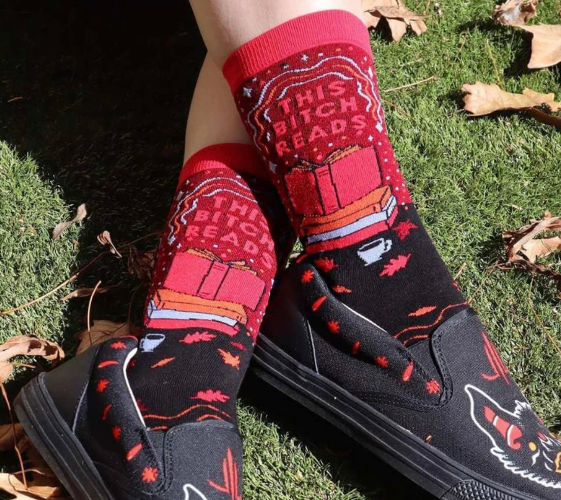 GROOVY THINGS Co. Brand Ladies THIS BITCH READS Socks - Novelty Socks And Slippers
