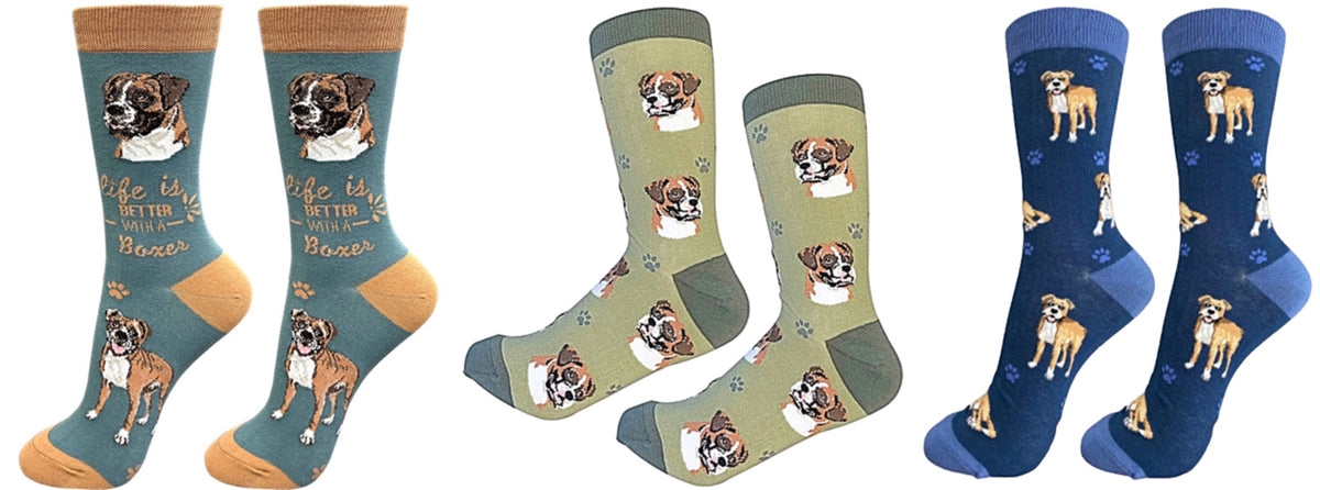 BOXER Dog Unisex Socks By E&S Pets CHOOSE SOCK DADDY, HAPPY TAILS, LIFE IS BETTER - Novelty Socks for Less
