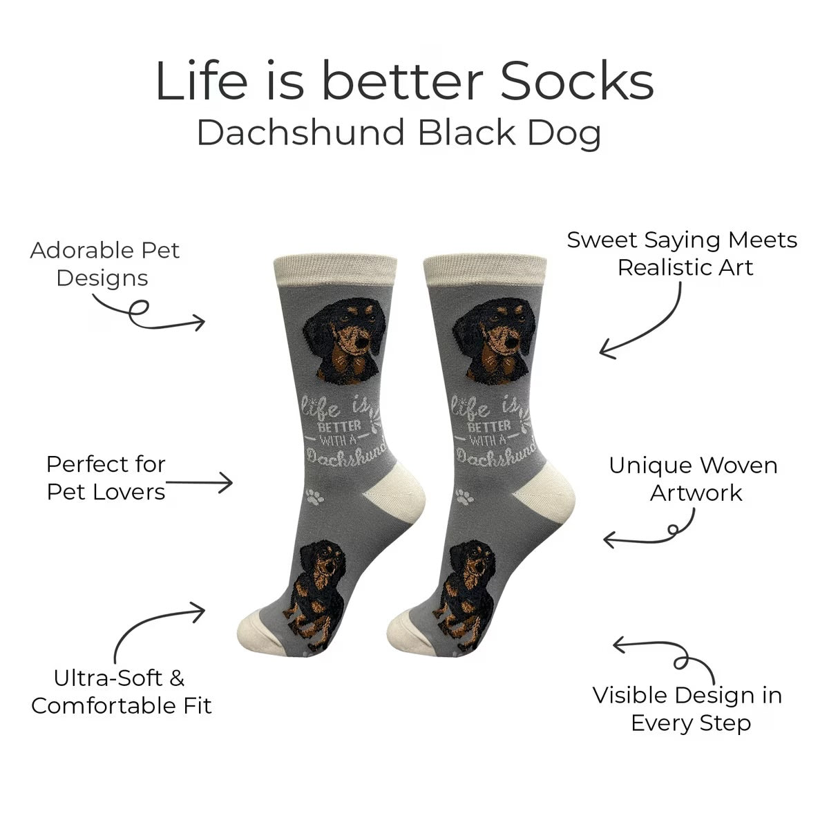 BLACK DACHSHUND Dog Adult Unisex Socks By E&S Pets Choose Style