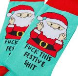 URBAN ECCENTRIC Unisex SANTA With MIDDLE FINGERS Christmas Socks ‘FUCK THIS FESTIVE SHIT’ - Novelty Socks And Slippers
