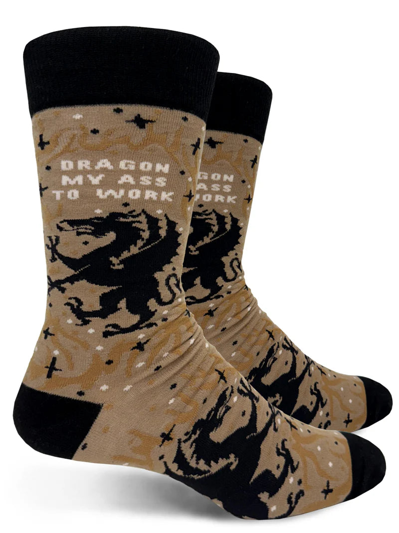 DRAGON MY ASS TO WORK Men’s Socks GROOVY THINGS Brand - Novelty Socks And Slippers