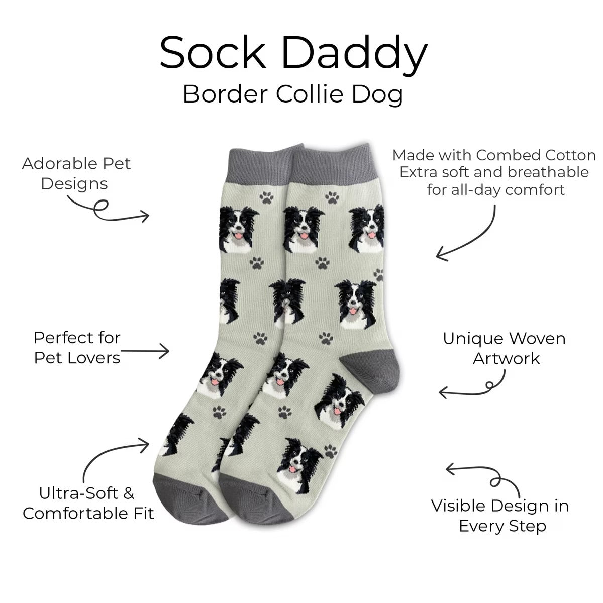 BORDER COLLIE Dog Adult Unisex Socks By E&S Pets Choose Style