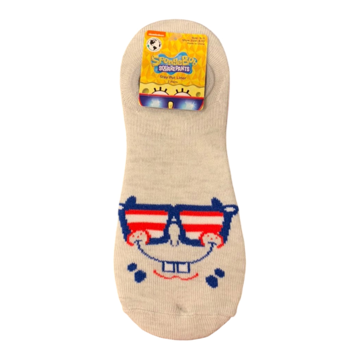 SPONGEBOB SQUAREPANTS Ladies PATRIOTIC BOB Ladies 2 Pair Of No Show Liner Socks