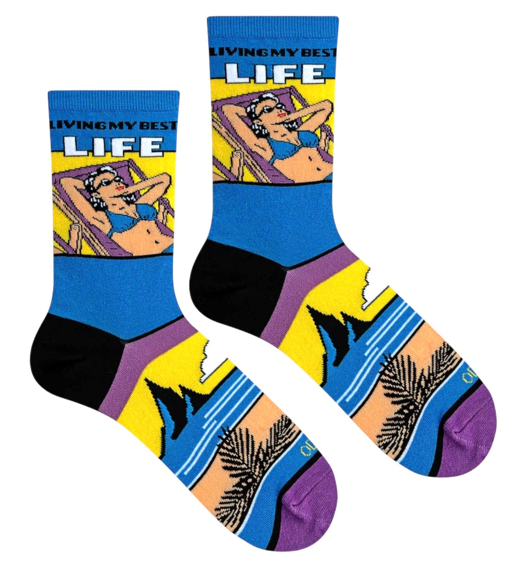 COOL SOCKS Brand Unisex LIVING MY BEST LIFE Socks - Novelty Socks And Slippers