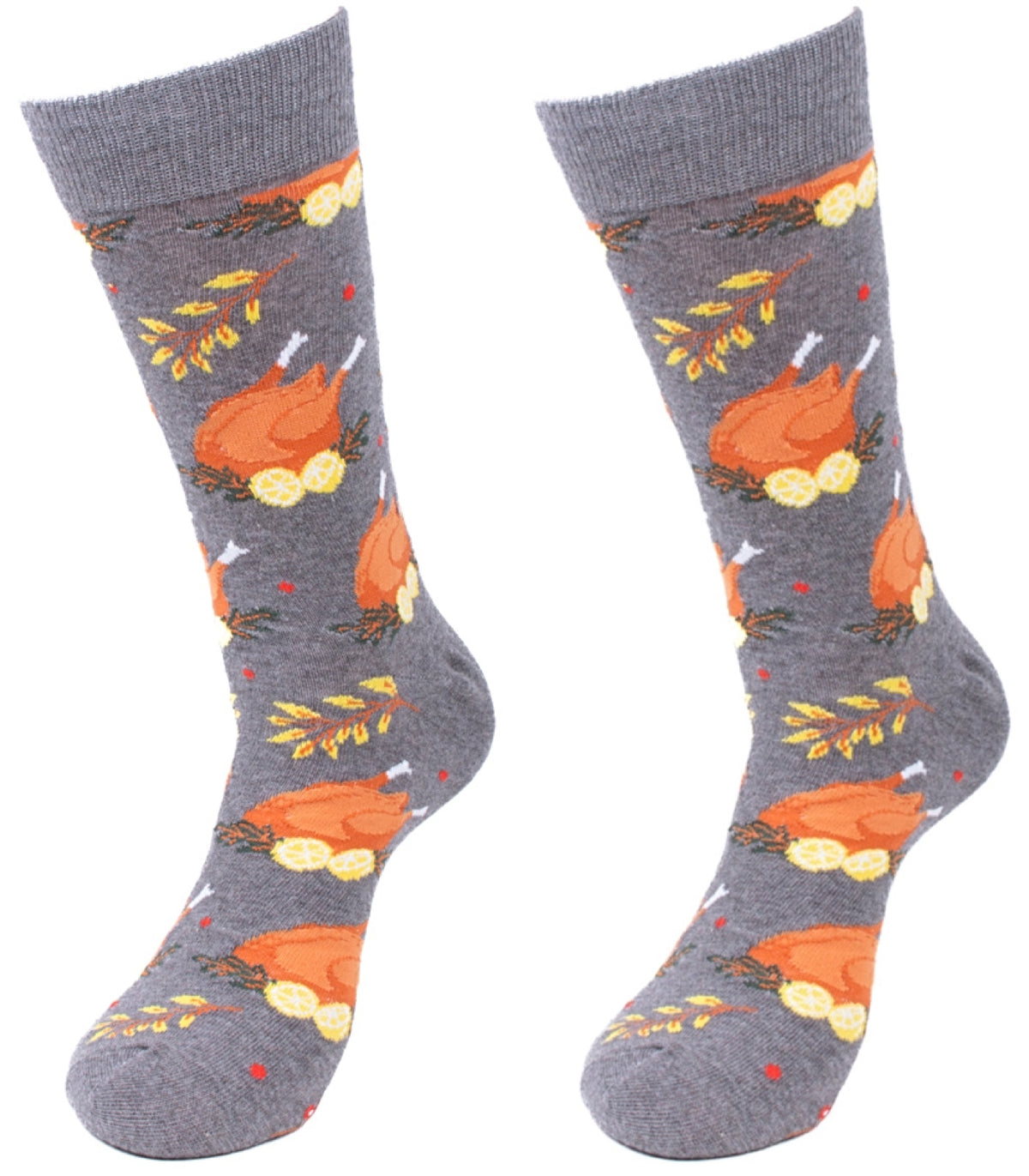 PARQUET Brand Men’s THANKSGIVING TURKEY Socks With DRUMSTICK, CRANBERRIES - Novelty Socks for Less