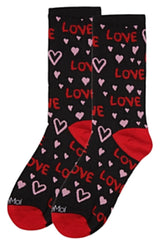 MeMoi Brand Ladies Valentine's Day Socks ‘LOVE’ & HEARTS ALL OVER (CHOOSE COLOR) - Novelty Socks And Slippers