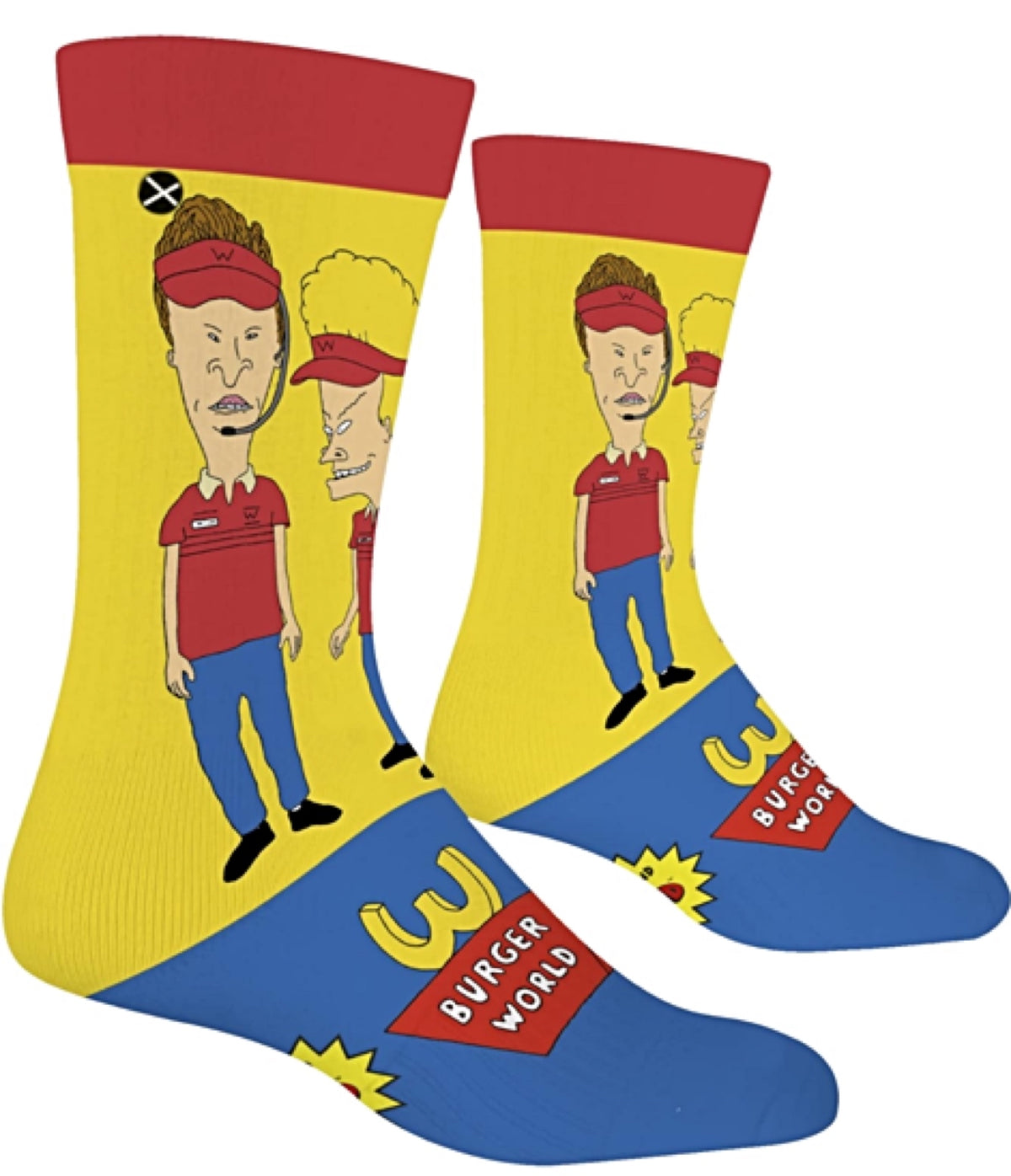 BEAVIS & BUTT-HEAD MEN’S BURGER WORLD EMPLOYEES SOCKS ODD SOX BRAND - Novelty Socks for Less