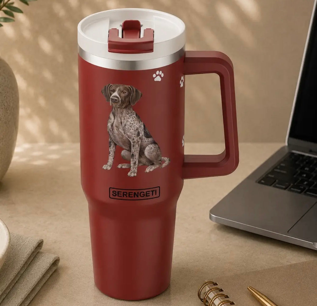 Dog & Cat Stainless Steel Ultimate 40 Oz. Tumbler Hot & Cold Travel Mug By E&S Pets (Choose Breed)