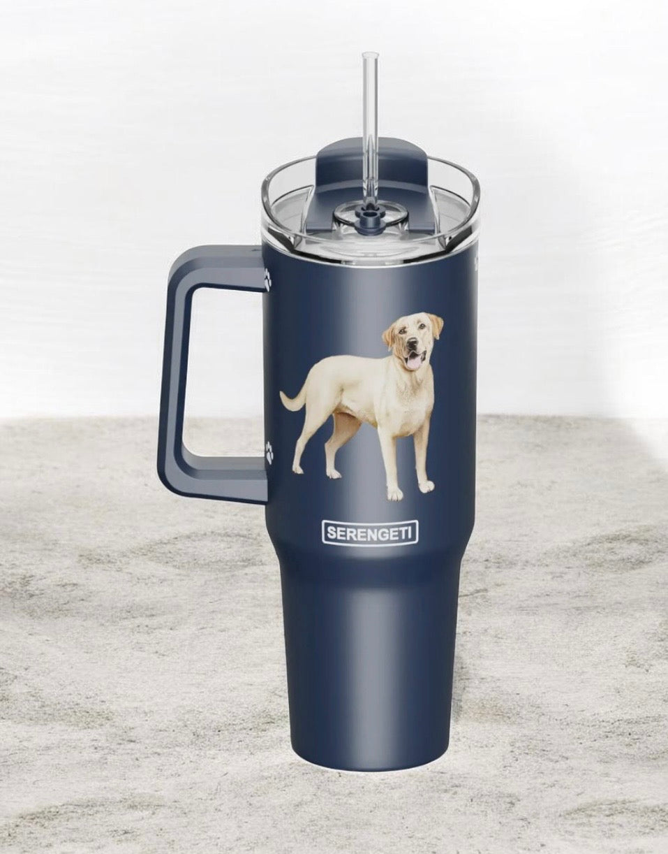 Dog & Cat Stainless Steel Ultimate 40 Oz. Tumbler Hot & Cold Travel Mug By E&S Pets (Choose Breed)