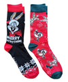 LOONEY TUNES Men’s 2 Pair Of CHRISTMAS Socks ‘Merry Everything’ - Novelty Socks And Slippers