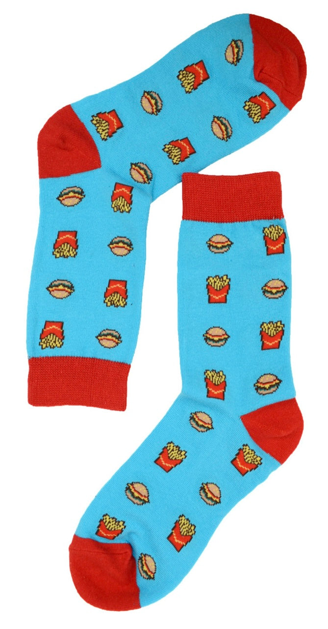 PARQUET Brand Ladies CHEESEBURGER & FRENCH FRIES Socks - Novelty Socks And Slippers