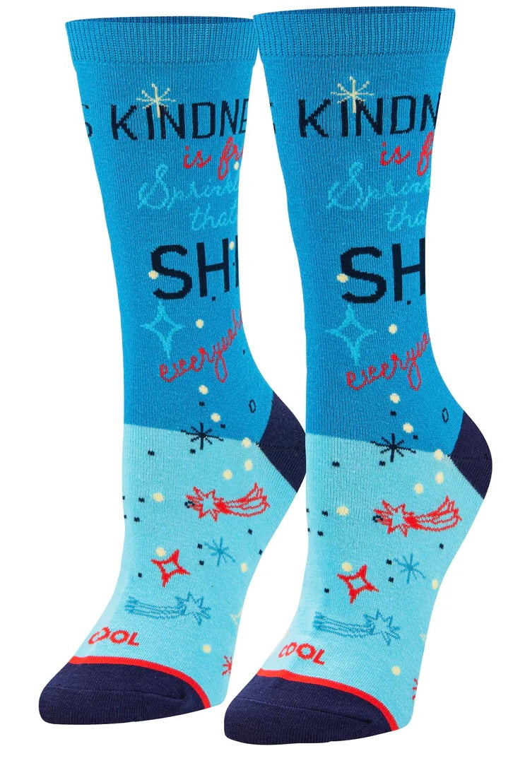 COOL SOCKS Brand Ladies KINDNESS IS FREE SPRINKLE THAT SHIT EVERYWHERE Socks - Novelty Socks And Slippers