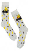 POKEMON Men’s PIKACHU 025 Socks With LIGHTENING BOLTS - Novelty Socks And Slippers