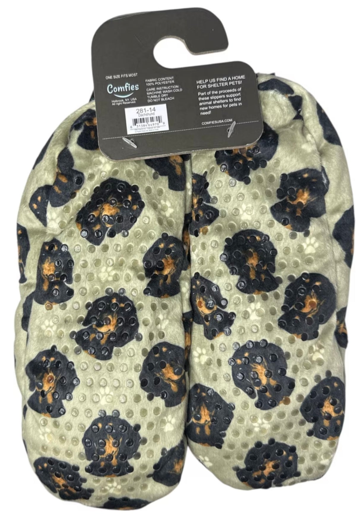 BLACK DACHSHUND Dog Ladies Non-Slip Slippers COMFIES BRAND By E&S Pets - Novelty Socks And Slippers