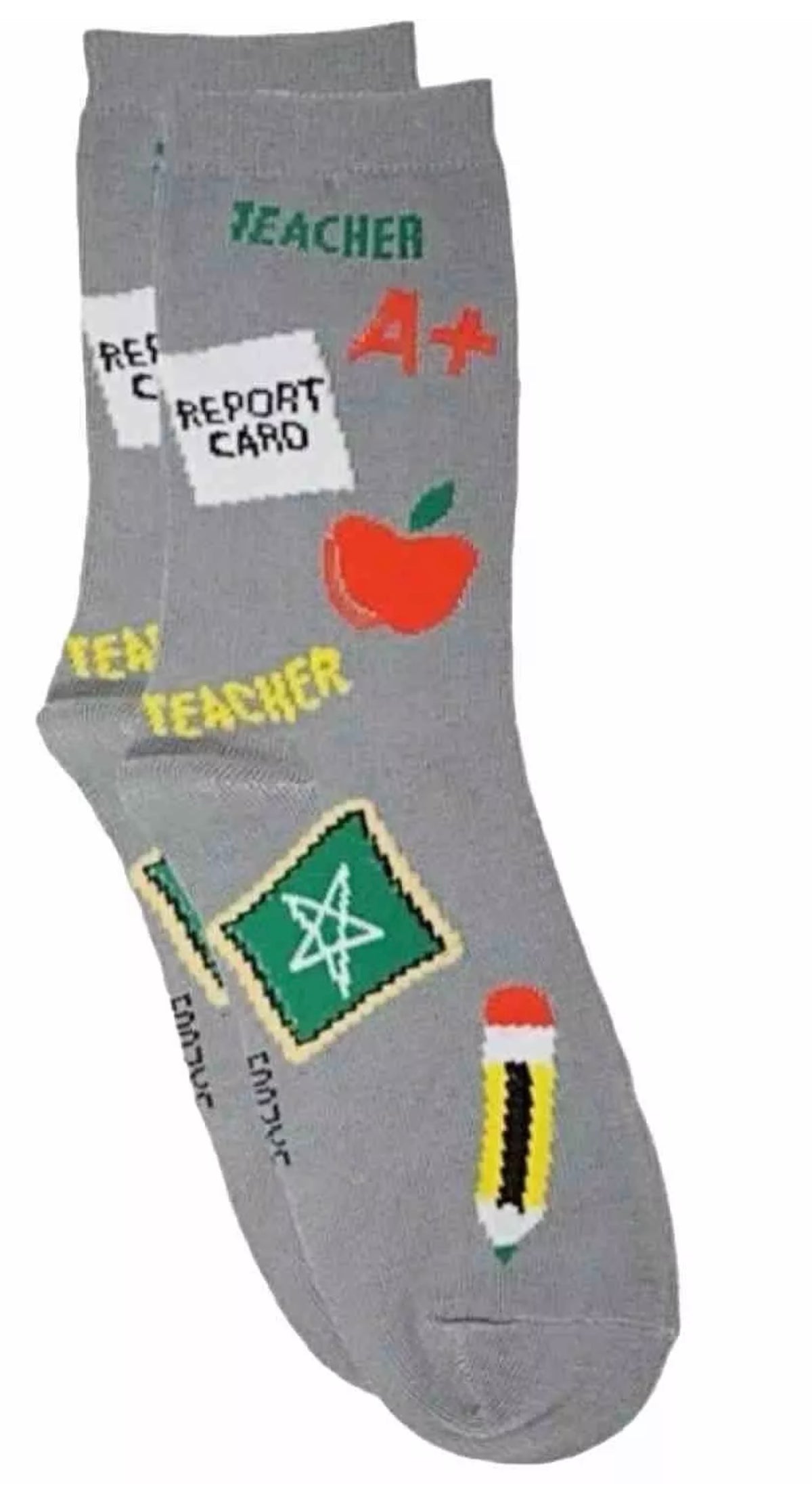 FOOZYS Brans Ladies TEACHER Socks REPORT CARD, APPLE, A+ - Novelty Socks And Slippers