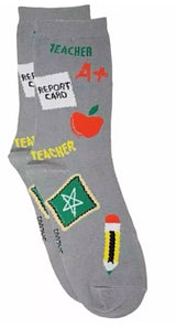 FOOZYS Brans Ladies TEACHER Socks REPORT CARD, APPLE, A+ - Novelty Socks And Slippers