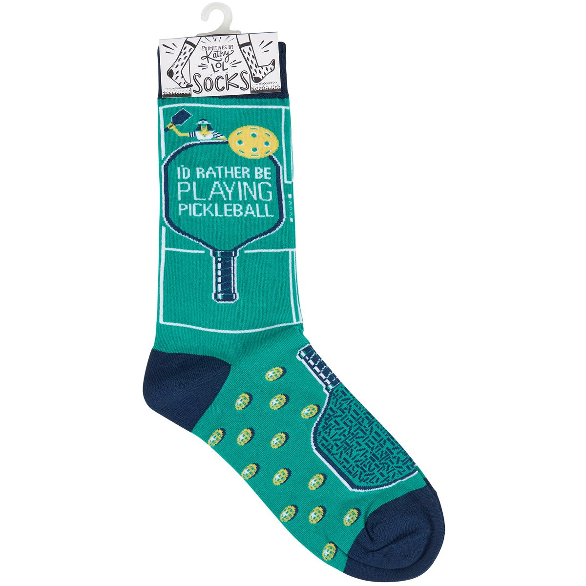 PRIMITIVES BY KATHY Unisex I’D RATHER BE PLAYING PICKLEBALL’ Socks - Novelty Socks And Slippers