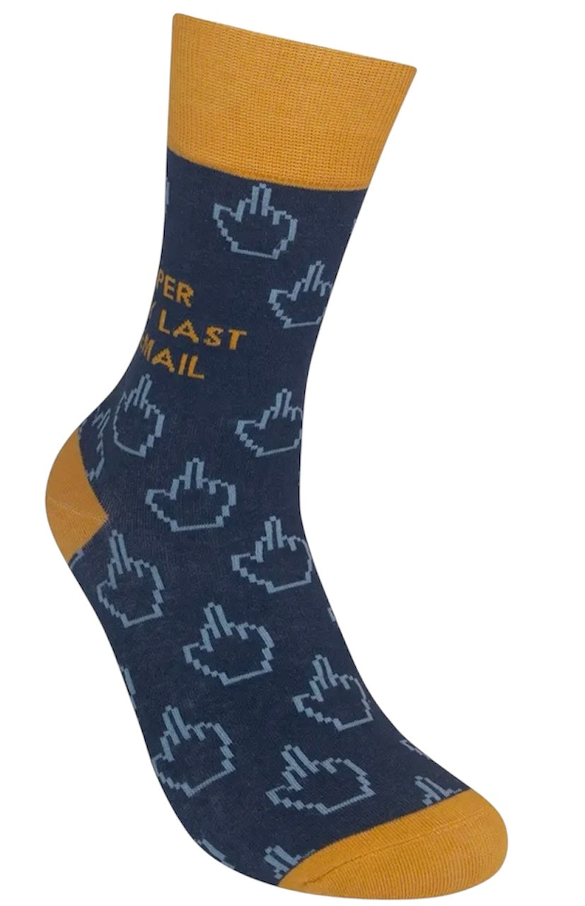 PER MY LAST EMAIL Adult Unisex MIDDLE FINGER Socks FUNATIC Brand - Novelty Socks And Slippers