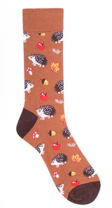 PARQUET Brand Men’s AUTUMN HEDGEHOG Socks With MUSHROOMS, LEAVES - Novelty Socks for Less