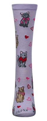 MeMoi Brand Ladies VALENTINES DAY Socks Cats ‘Fur-ever Hearts’ - Novelty Socks And Slippers
