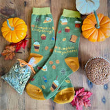 PUMPKIN EVERYTHING Ladies Socks FOOT TRAFFIC Brand PUMPKIN COFFEE, PIE