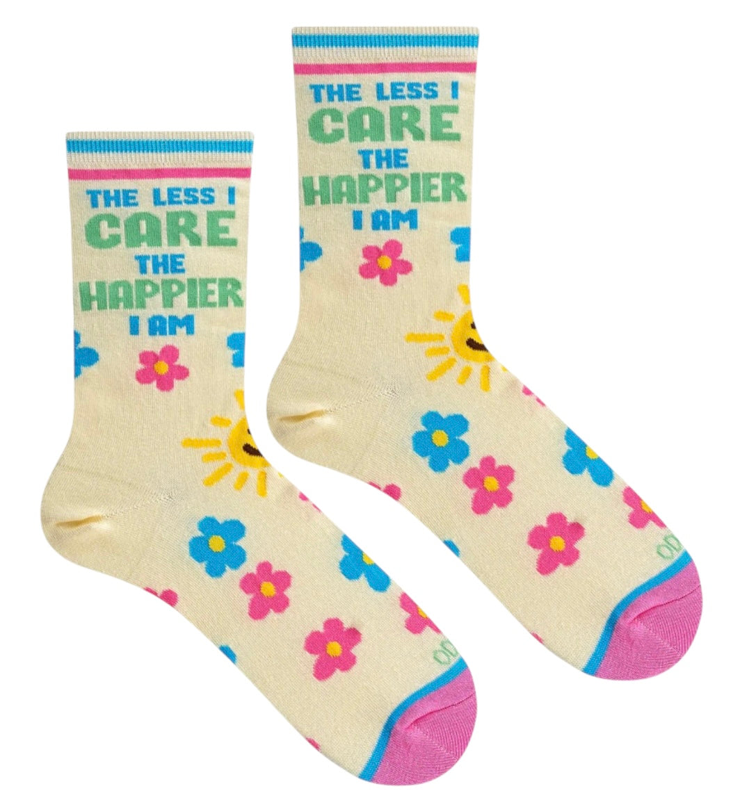 COOL SOCKS Brand Unisex THE LESS I CARE THE HAPPIER I AM Socks - Novelty Socks And Slippers