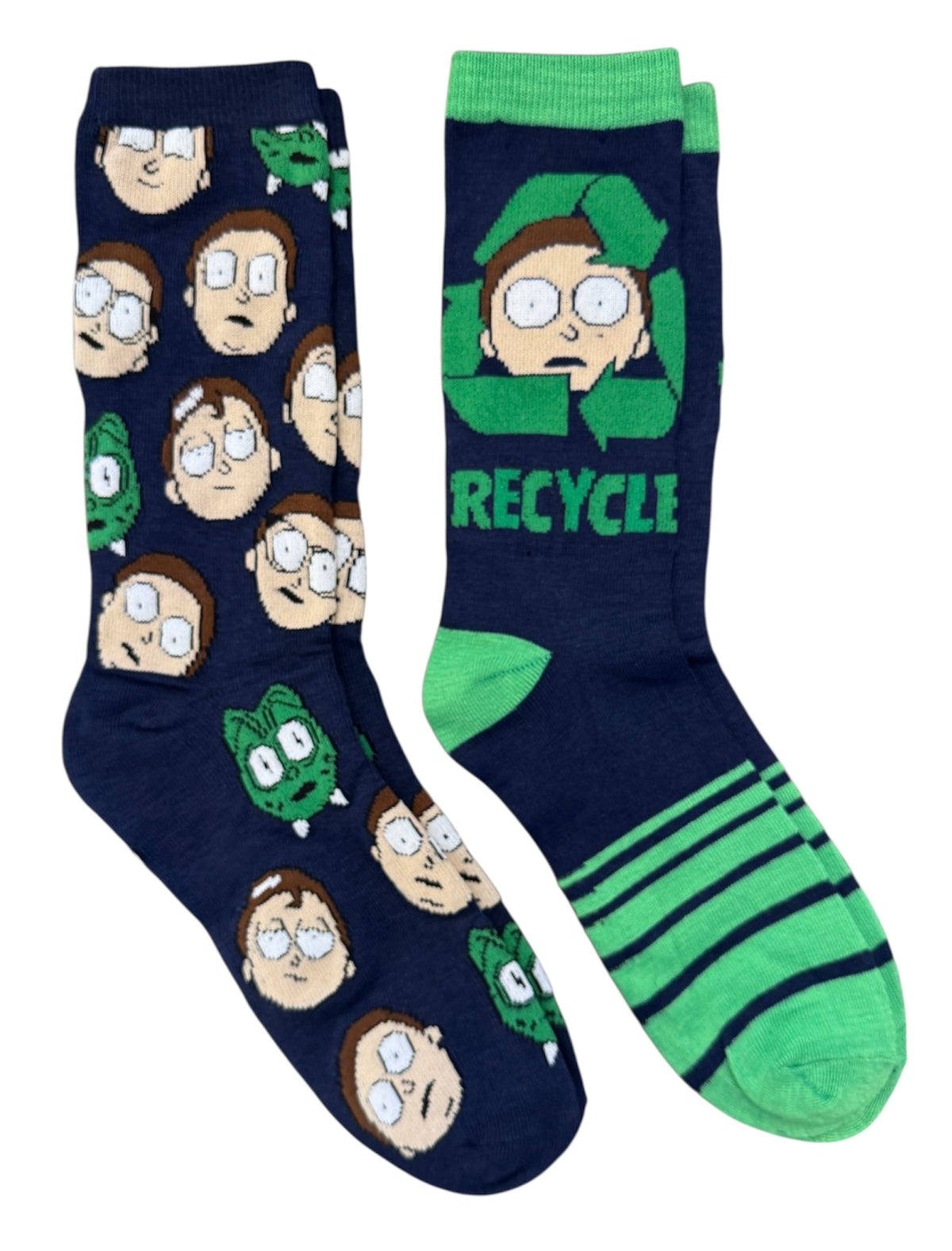 RICK & MORTY Men's 2 Pair Of Socks 'RECYCLE' Adult Swim - Novelty Socks And Slippers