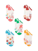 SANRIO HELLO KITTY & FRIENDS Ladies 5 Pair of No Show Socks CHOCOCAT, POCHACCO - Novelty Socks And Slippers