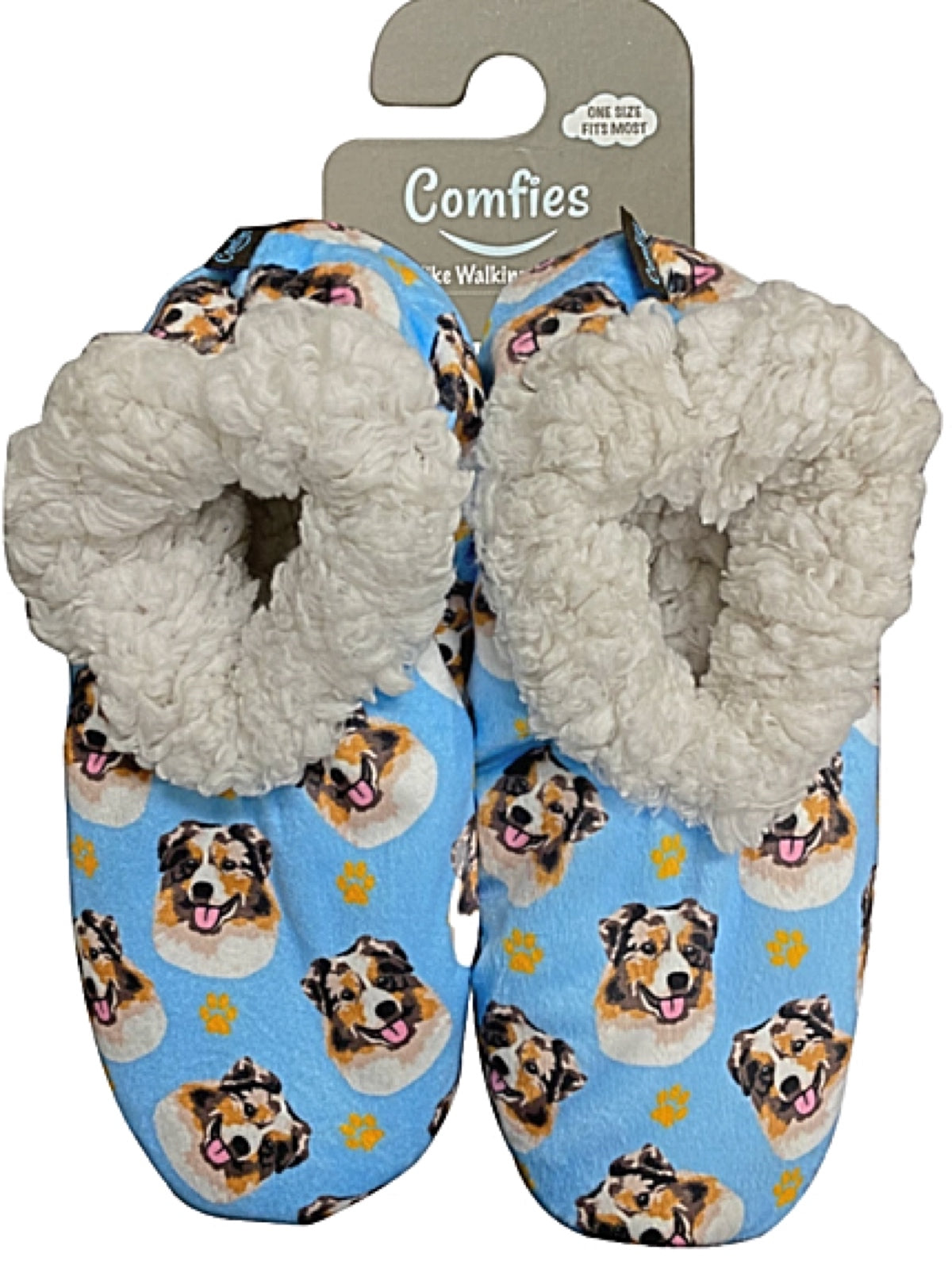 COMFIES BRAND Ladies AUSTRALIAN SHEPHERD Non-Skid Slippers - Novelty Socks for Less