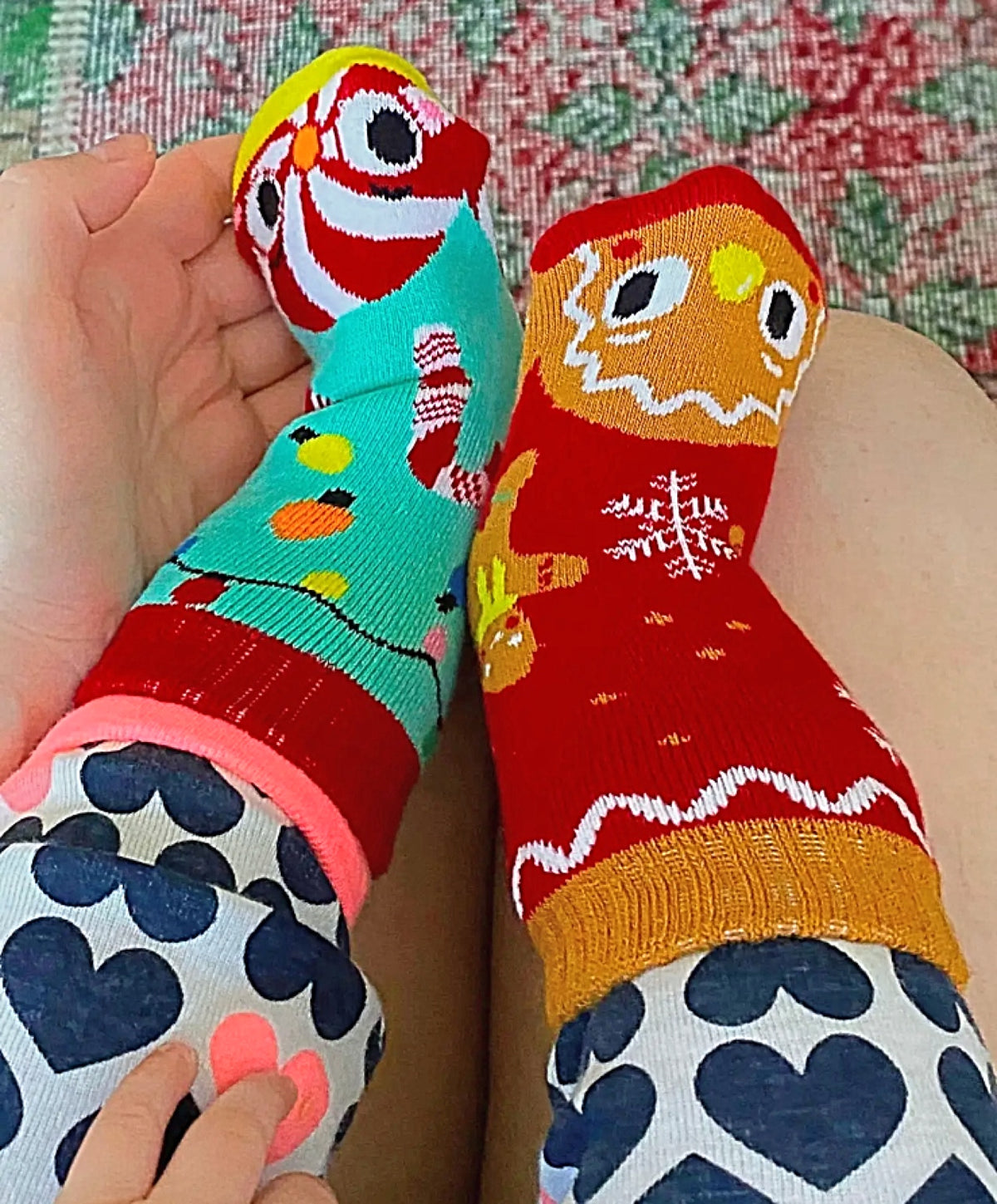PALS SOCKS Brand Unisex CHRISTMAS Mismatched Gripper Bottom Socks (CHOOSE SIZE) - Novelty Socks for Less