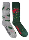 JURASSIC WORLD MEN’S 2 Pair Of CHRISTMAS SOCKS T-REX 'YOU BETTER WATCH OUT' - Novelty Socks And Slippers