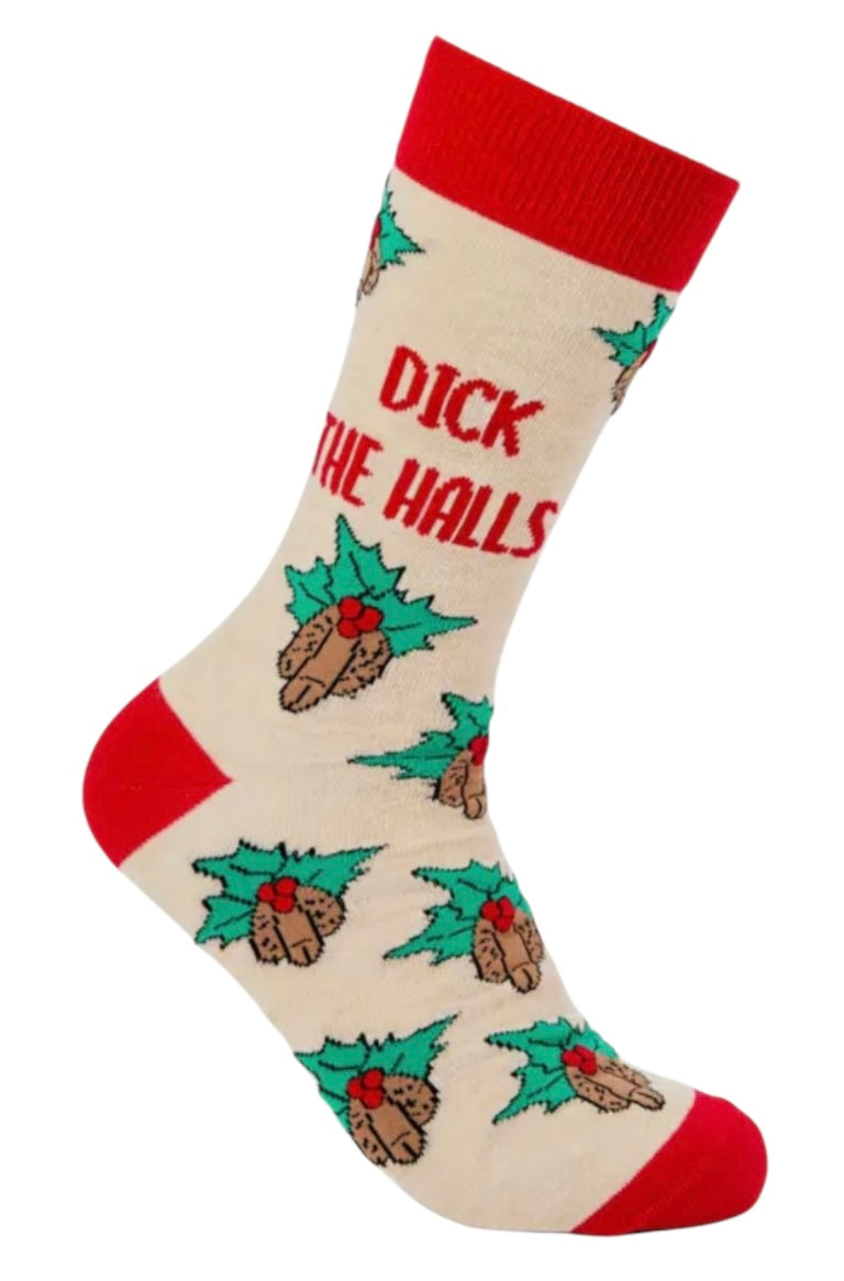 URBAN ECCENTRIC Unisex DICKS With HOLLY LEAVES CHRISTMAS Socks DICK THE HALLS - Novelty Socks And Slippers