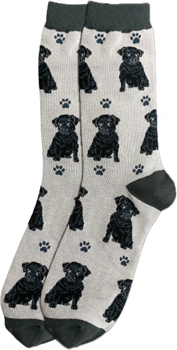 BLACK PUG Dog Adult Unisex Socks By E&S Pets Choose Style